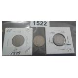1889, 1904, & 1911 LIBERTY V-NICKELS