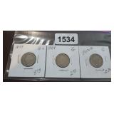 1897, 1909, 1912-D LIBERTY V-NICKELS