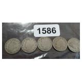 (5) ASSORTED V-NICKELS