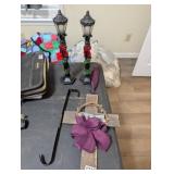 (2) STREET LIGHT DECOR, CROSS, AND HANGER