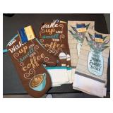 COFFEE AND HOME SWEET HOME POT HOLDERS AND TOWELS