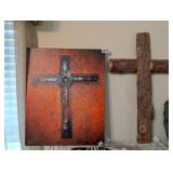 CROSS CANVAS WALL ART AND WOODEN CROSS