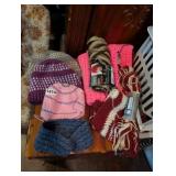 KNITTED HATS, STARTED BLANKETS AND YARN
