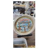 VINTAGE CHICAGO SOUVENIER TRAY WITH STAND