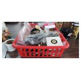 BASKET WITH JEWELRY, ETC.