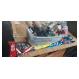 TOTE WITH TOYS, KITE, FIGURINES, ETC.