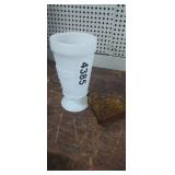 MILK GLASS GOBLET, HEART COASTER