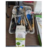 PAPER STRAWS AND KITCHEN UTENSILS LOT