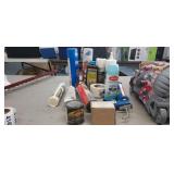 LOT OF MOSTLY FULL PAINTS, HARDWARE, CLEANERS, ETC