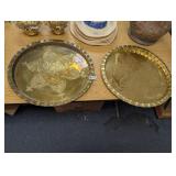 (2) SERVING PLATTERS, MAYBE BRASS