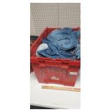 TOTE FULL OF CLOTHING, JEANS, ETC.