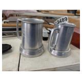 (2) PLAYBOY BUNNY ALUMINUM BEER STEINS, CLEAR BOTT