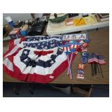 LOT OF PATRIOTIC ITEMS, BUNTING, FLAGS, DECOR