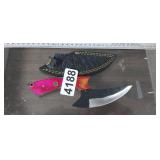 HAND HONED KNIFE WITH TRAILING POINT & SHEATH