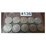 (10) KENNEDY HALF DOLLARS