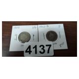 (2) LIBERTY V-NICKELS