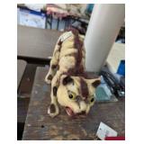 VINTAGE FOAM  RABBIT FUR TIGER FIGURINE