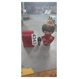 (2) ASIAN WOOD DOLLS, & ANGEL IN BOX