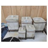 5 COUNTERTOP CANISTERS *ONE MISSING LID