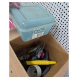 BOX WITH FUNNEL, NAILS,  ETC.