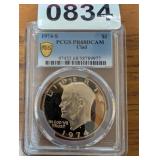 1974-S GRADED EISENHOWER ONE DOLLAR COIN