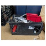TOTE WITH DROP CLOTH, TOOLS, HARDWARE, ETC.