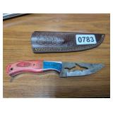 HOMEMADE KNIFE WITH SHARK ETCHED WITH SHEATH