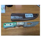 HOMEMADE KNIFE WITH BEAR ETCHED WITH SHEATH