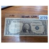 1957 ONE DOLLAR BLUE SEAL, SILVER CERTIFICATE