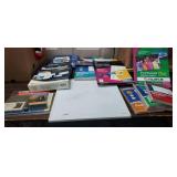 LOT OF OFFICE SUPPLIES, STAMP KIT, WHITEBOARD, LAB