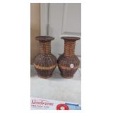 (2) WICKER VASE BASKETS