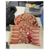2 RED AND GOLD THROW PILLOWS
