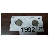 1909 AND 1912-O LIBERTY V NICKELS