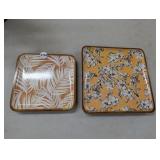 2 CHAR BURNETT WOODEN TRAYS