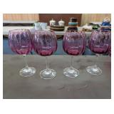 (4) CRANBERRY WINE GLASSES