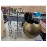 GOLD DECORATIVE BOWL AND TOILET PAPER HOLDER