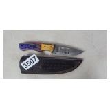 HANDMADE KNIFE PRAYING COWBOY ETCHED WITH  SHEATH