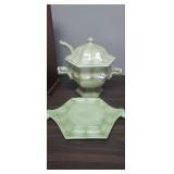 SOUP TUREEN WITH LADLE AND DEVILED EGG DISH