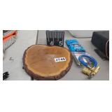 WOOD CHUNK, CUBE, EARBUDS, RECHARGE HOSE LOT