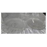 (2) CUT GLASS PLATTERS, PLUS BOWL