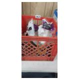 CRATE WITH PLUMBING, HACKSAW BLADES, ETC