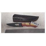 HANDMADE KNIFE WITH BEAR CUTOUT WITH SHEATH