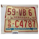 2 VINTAGE LICENSE PLATE