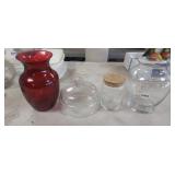 (2) VASES, DESICCATOR VACUUM, JAR LOT