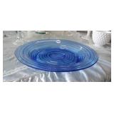 BLUE GLASS CENTERPIECE BOWL