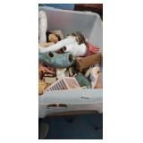 TOTE WITH DOLL PARTS AND DOLL FURNITURE