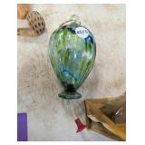 HAND BLOWN ART GLASS HUMMINGBIRD FEEDER