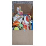 BOX FULL OF NEW PET ITEMS, BALLS, BONES, TOYS, ETC