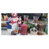 LOT OF CANDLES, DECOR, ETC.