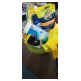 BUCKET FULL OF CLEANING SUPPLIES
